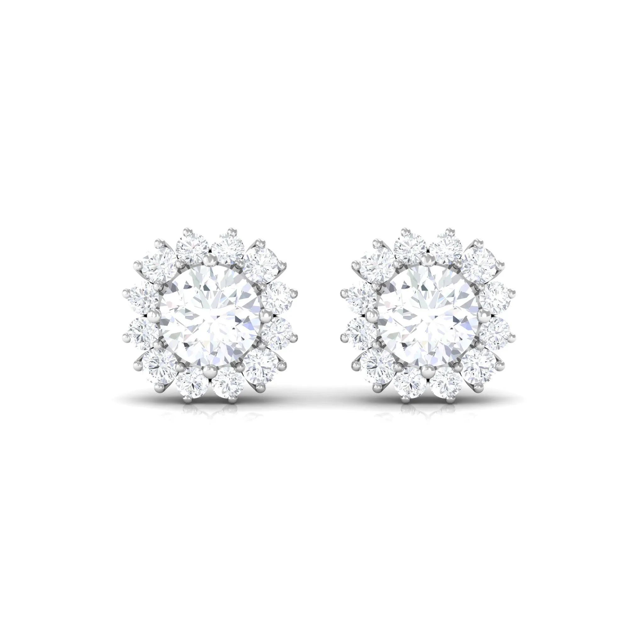 1.25 CT Zircon Minimal Halo Stud Earrings in Gold