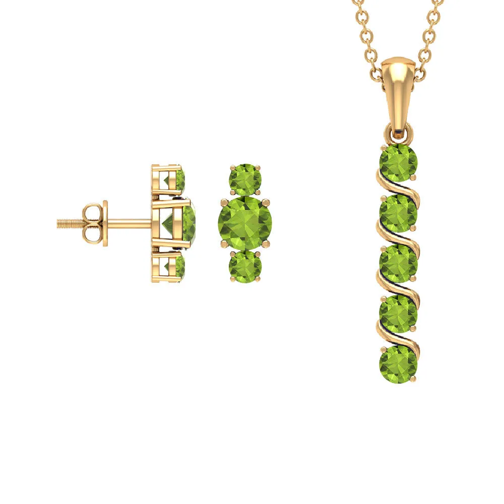 2 CT Elegant Peridot Bar Jewelry Set