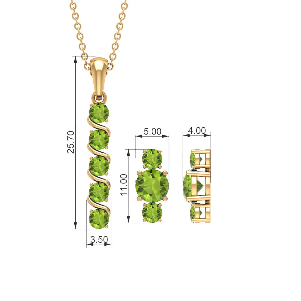 2 CT Elegant Peridot Bar Jewelry Set