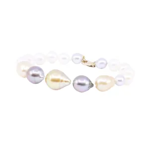 7.5-INCH GRADIENT GOLDEN SOUTH SEA, TAHITIAN AND AKOYA PEARL BRACELET