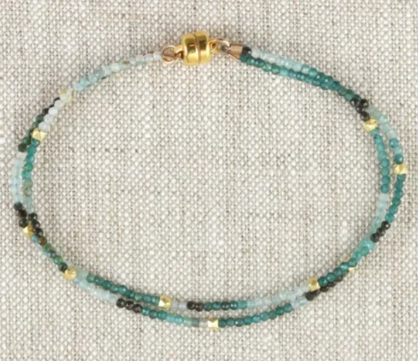 AVF Gold Grandidierite Double Strand Beaded Bracelet