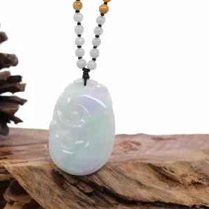 Baikalla "As you wish" Genuine Burmese Jadeite Jade Green and Lavender Ruyi Necklace