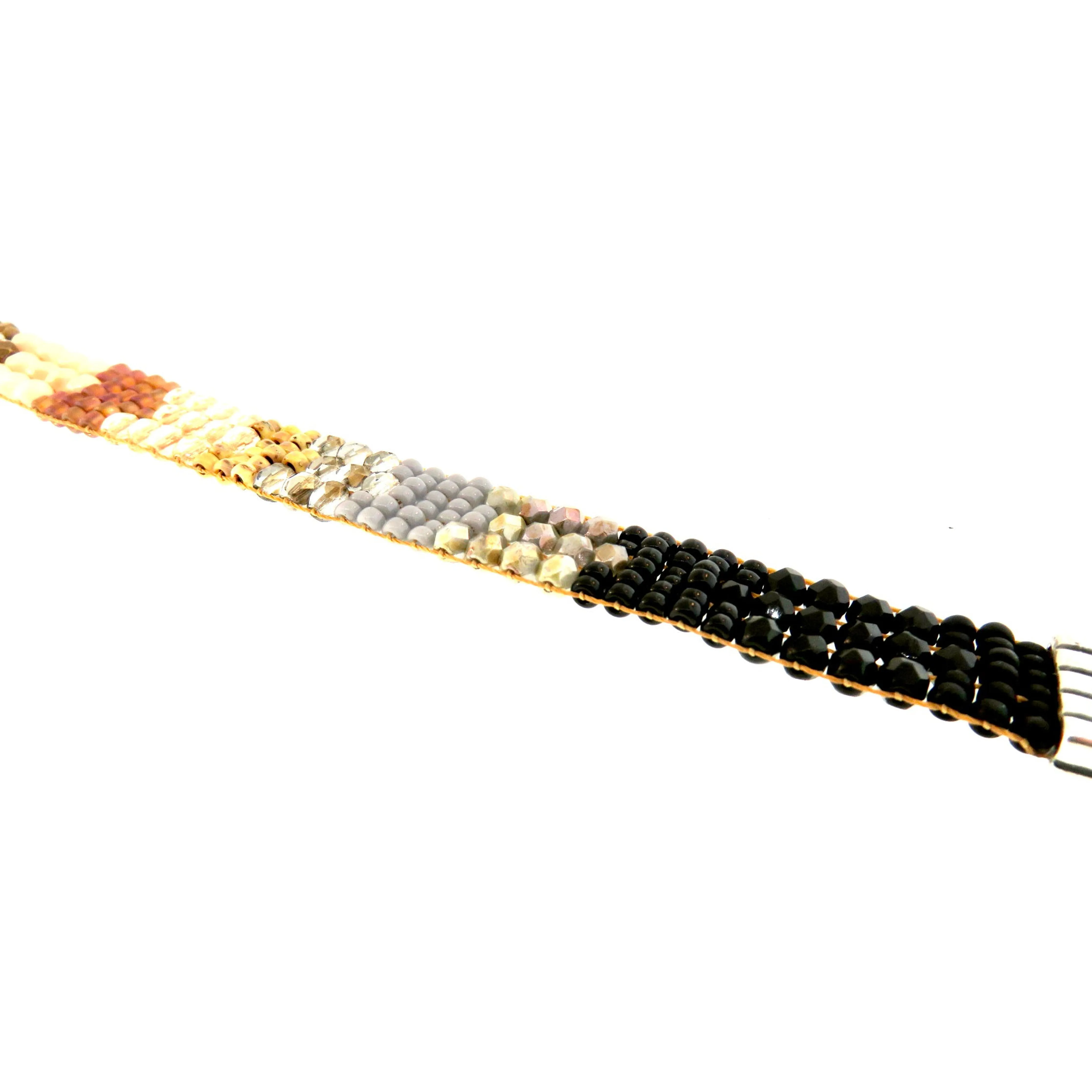 Chili Rose Double Wrap Tiffany Bracelet or Choker with Metallic Mix