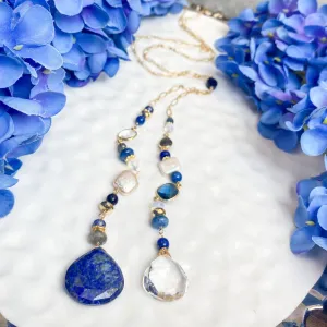 Golden Lapis Lariat Necklace