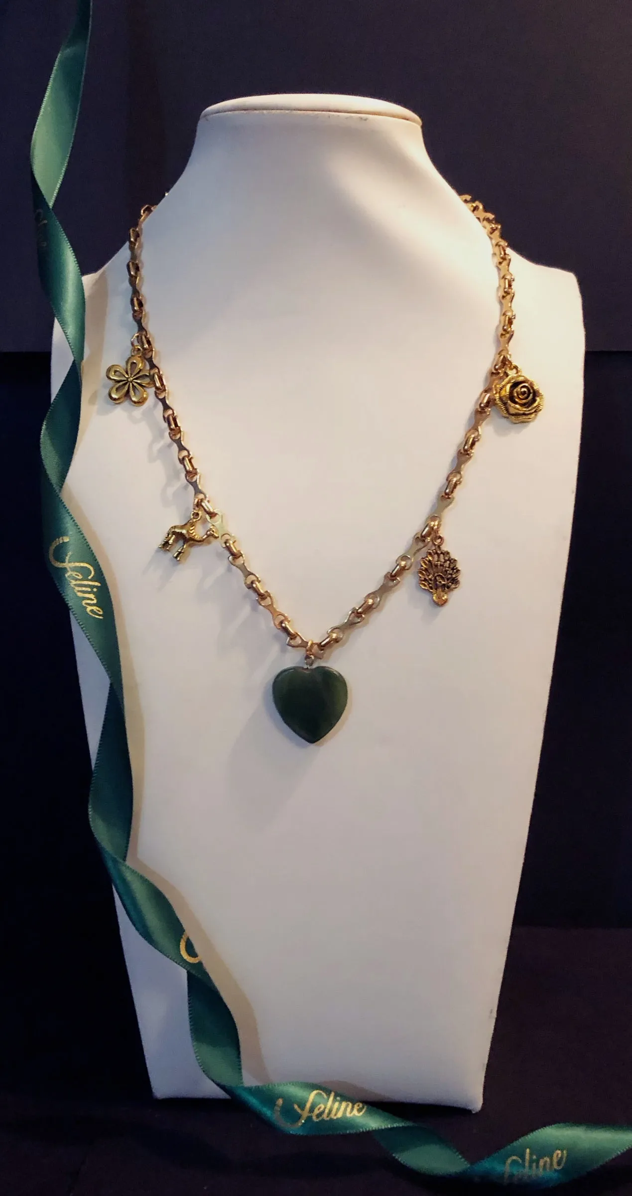 Maria Jade Heart Charm Necklace