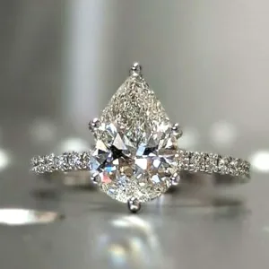 Victorian Jewelry Graceful Dazzling Pear Cut Cubic Zircon Cocktail Ring