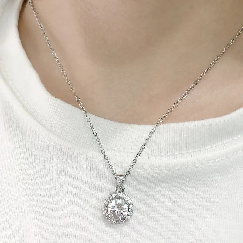 Zircon Bejeweled Round Shape Necklace, Earrings, and Rings Jewelry Set
